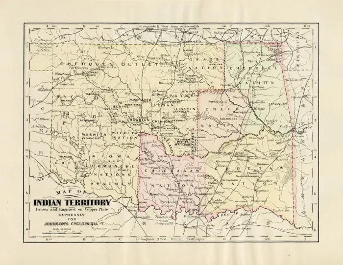 Framed Print : Map of Indian territories 1894 Framed Print : Map of Indian territories 1894
