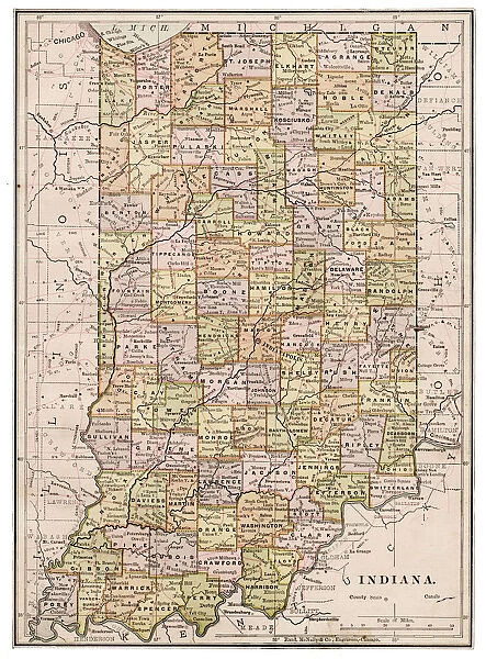 Map of Indiana 1889