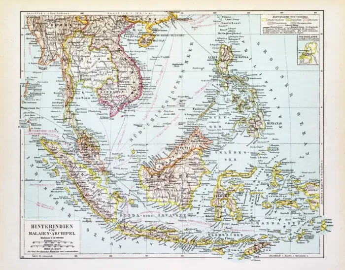 Framed Print : Map of Indochina 1895 Framed Print : Map of Indochina 1895