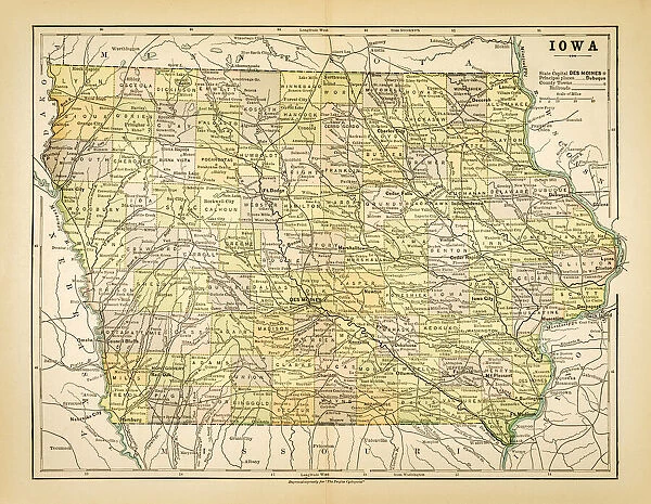 Map of Iowa 1883