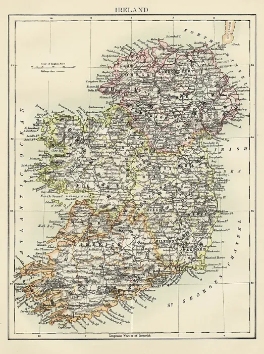 Framed Print : Map of Ireland 1878 Framed Print : Map of Ireland 1878