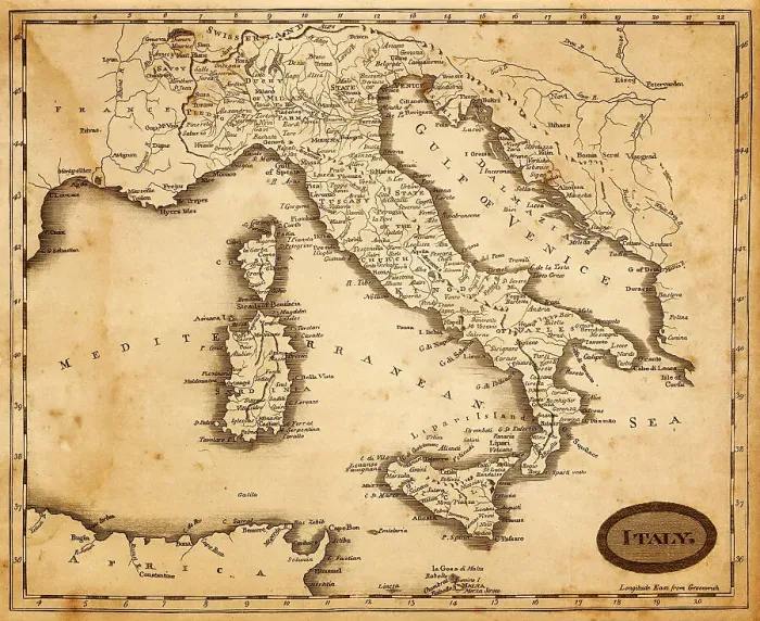 Framed Print : map of italy 1812 Framed Print : map of italy 1812