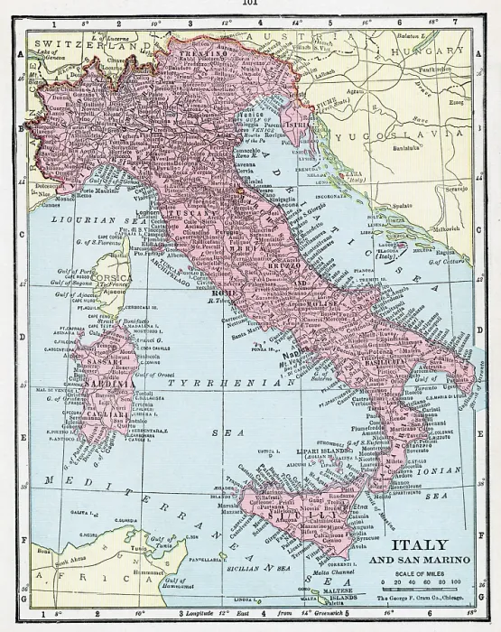 Framed Print : Map Of Italy And San Marino Framed Print : Map Of Italy And San Marino