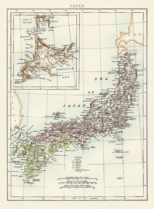 Framed Print : Map of Japan 1878 Framed Print : Map of Japan 1878