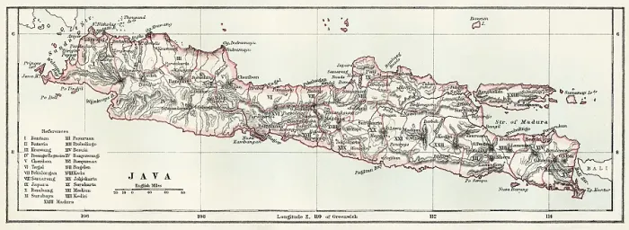 Framed Print : Map of Java, Indonesia 1878 Framed Print : Map of Java, Indonesia 1878