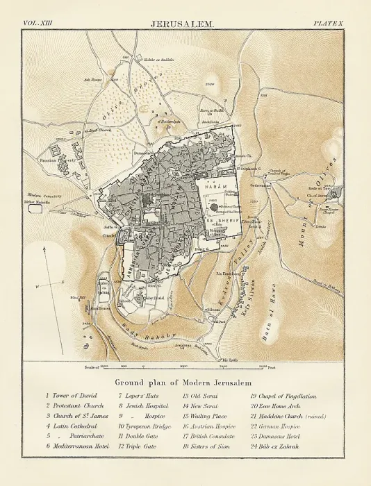 Framed Print : Map of Jerusalem 1878 Framed Print : Map of Jerusalem 1878