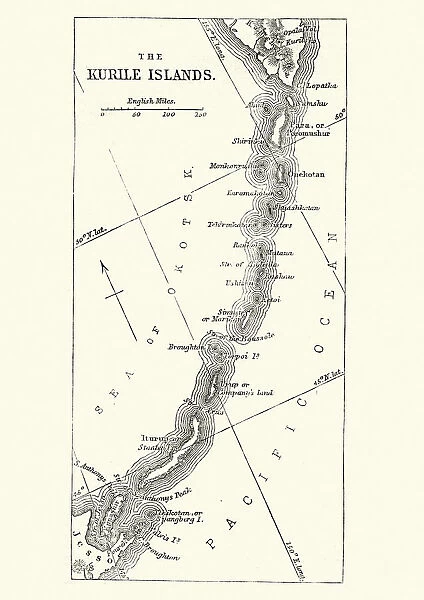 Map of Kuril Islands, 19th Century