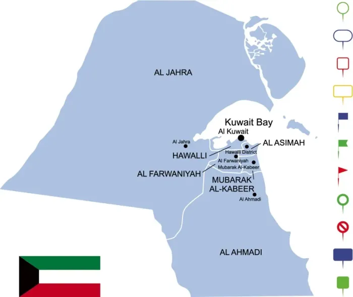Framed Print : Map of Kuwait Framed Print : Map of Kuwait