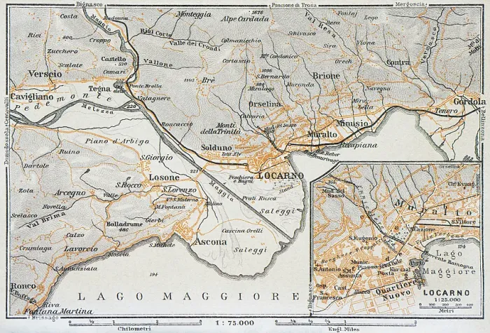 Framed Print : Map of Lake Maggiore and Locarno, Italy - 1893 Framed Print : Map of Lake Maggiore and Locarno, Italy - 1893