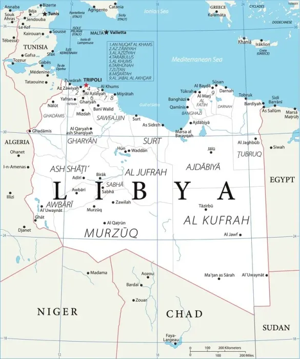 Framed Print : Map of Libya Framed Print : Map of Libya