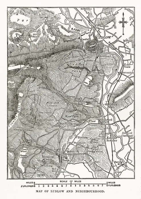 Framed Print : Map of Ludlow, England Victorian Engraving, Circa 1840 Framed Print : Map of Ludlow, England Victorian Engraving, Circa 1840
