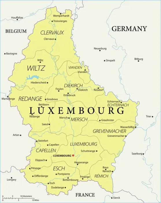 Framed Print : Map of Luxembourg - Vector