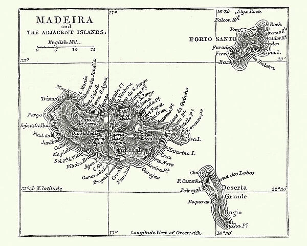 Map of Madeira, 19th Century