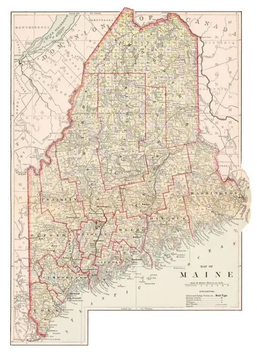 Framed Print : Map of Maine 1877 Framed Print : Map of Maine 1877