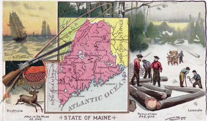 Framed Print : Map of Maine