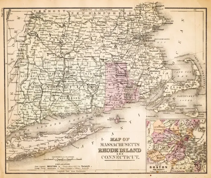Framed Print : Map of Maine and Vermont1883 Framed Print : Map of Maine and Vermont1883