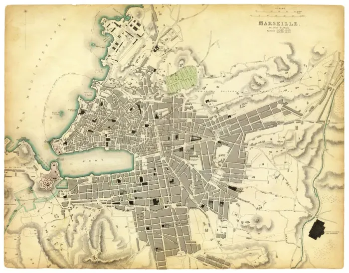 Framed Print : Map of Marseille 1840 Framed Print : Map of Marseille 1840