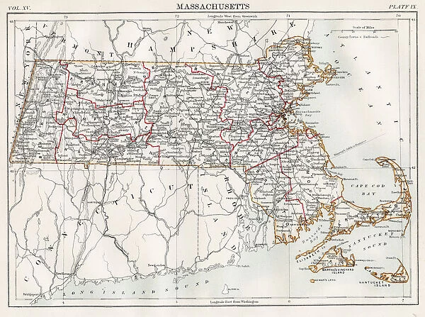 Map of Massachusetts 1883