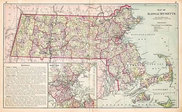 Map of Massachusetts USA 1883