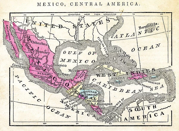 Map of Mexico and Central America 1871