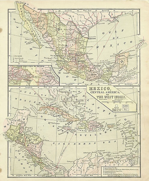 Map Mexico and Central America 1881
