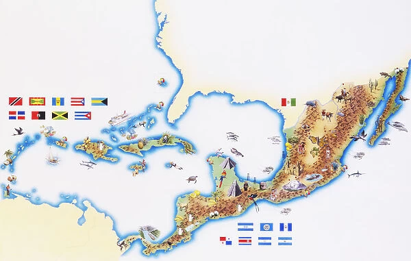 Map of Mexico, Central America and Caribbean