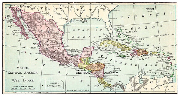 Map of Mexico and West Indies 1895