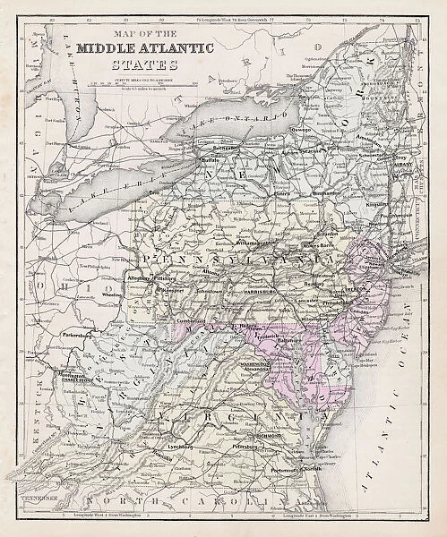 Map Middle atlantic states 1877