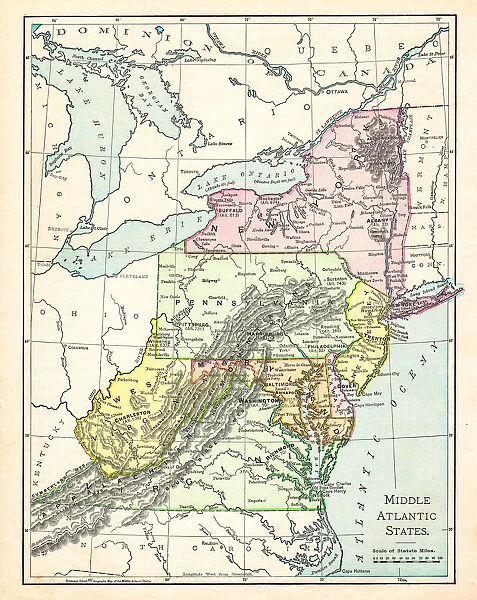 Map of middle atlantic states USA 1895