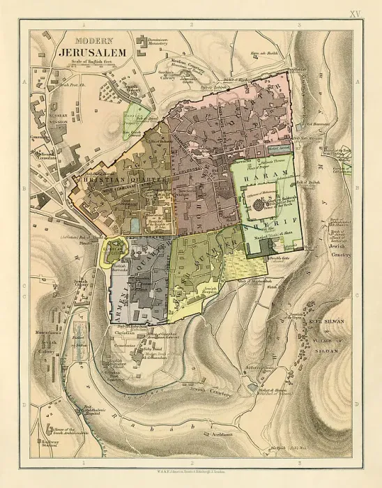 Framed Print : Map of Modern Jerusalem in 1877 Framed Print : Map of Modern Jerusalem in 1877