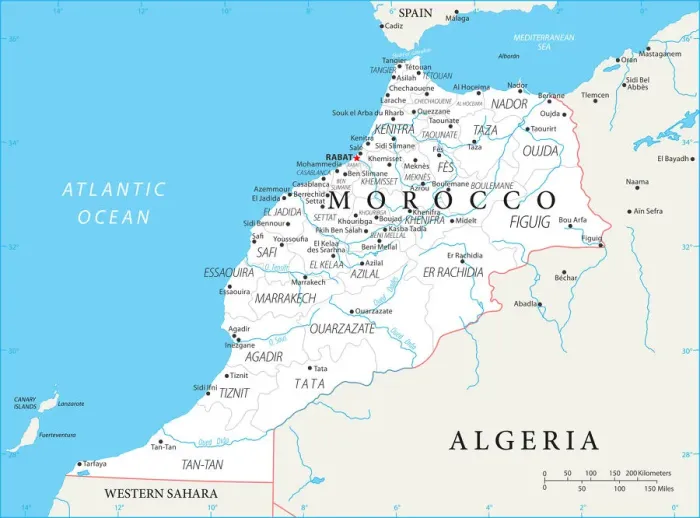 Framed Print : Map of Morocco