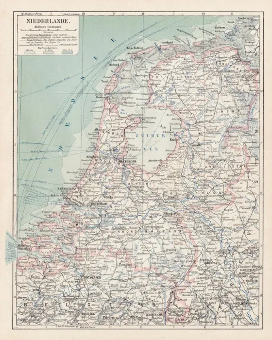 Framed Print : Map of Netherlands 1900