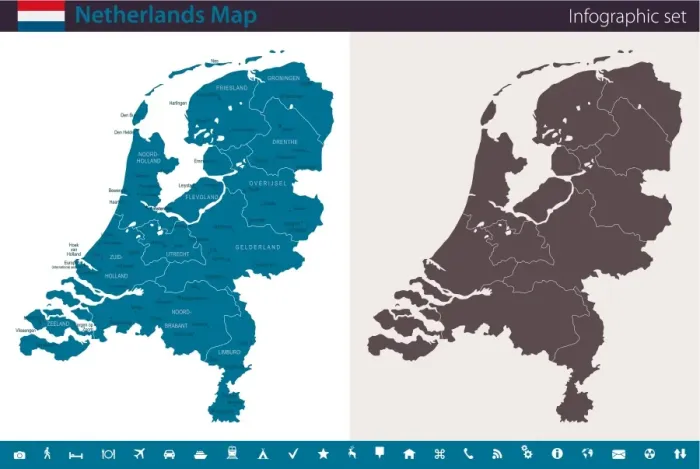 Framed Print : Map of Netherlands - Infographic Set