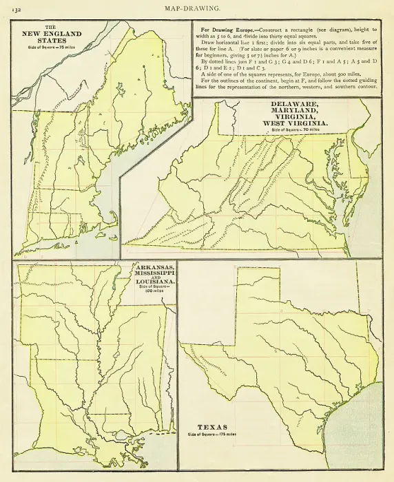 Framed Print : Map New England, Delaware, Texas 1899