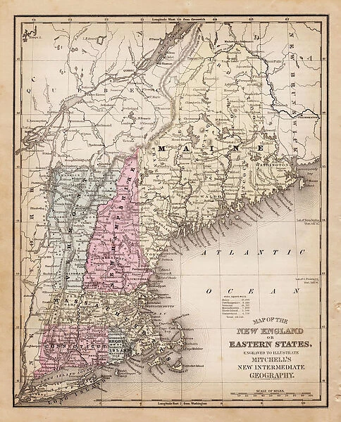 Map of New England state 1881