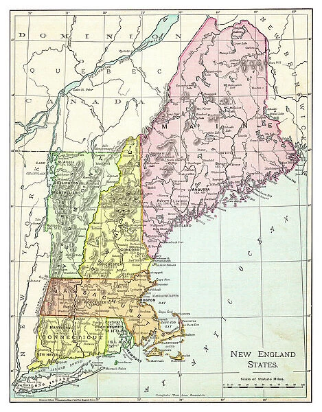 Map of New England states 1895