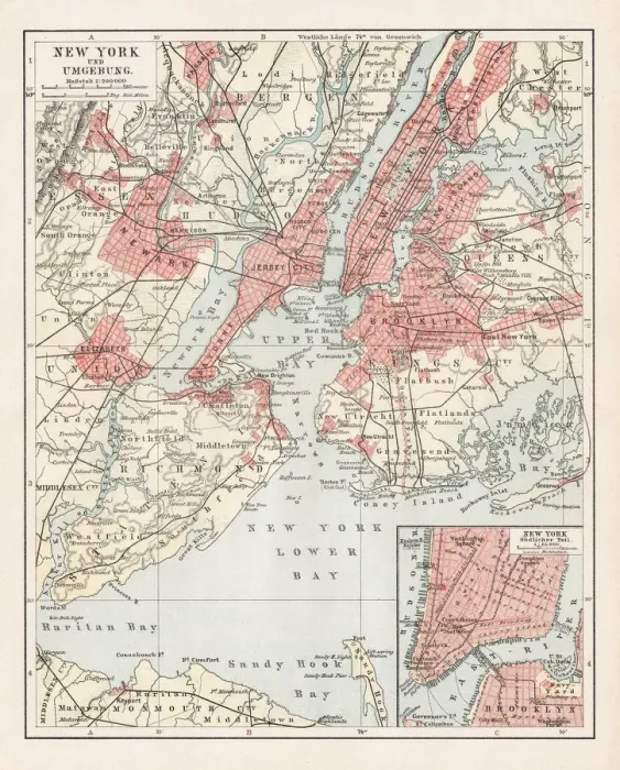 Framed Print : Map of New York 1900 Framed Print : Map of New York 1900