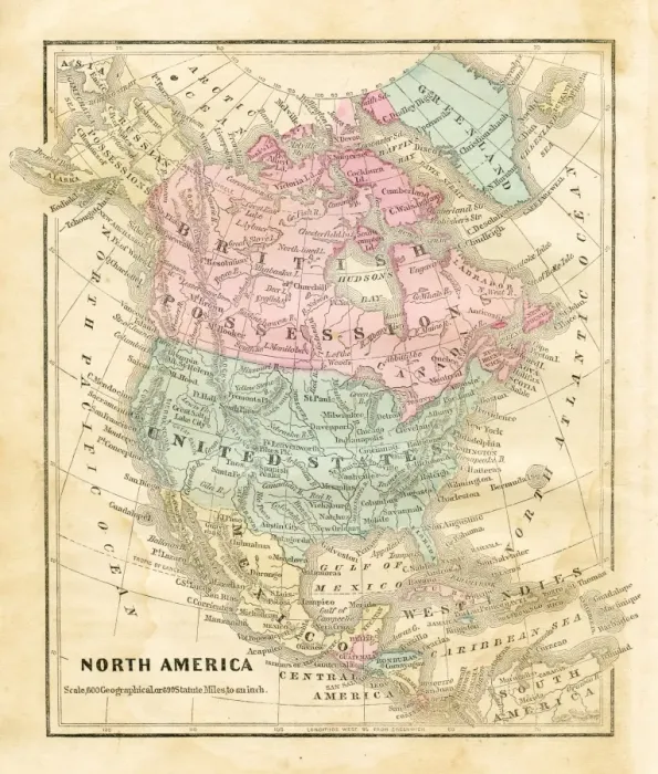 Framed Print : Map of North America 1856 Framed Print : Map of North America 1856