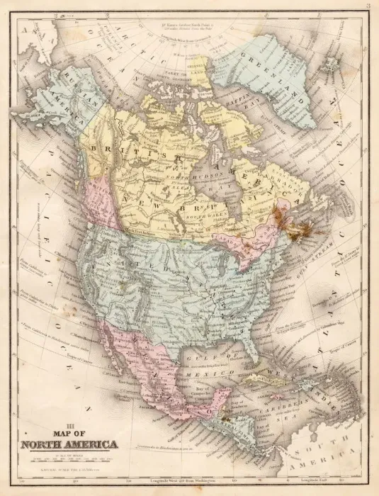 Framed Print : Map of North America 1867 Framed Print : Map of North America 1867