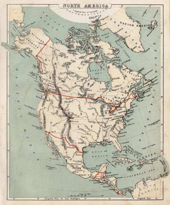 Framed Print : Map of North America 1869 Framed Print : Map of North America 1869