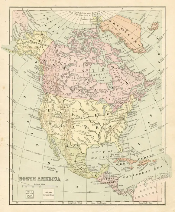 Framed Print : Map North America 1881 Framed Print : Map North America 1881
