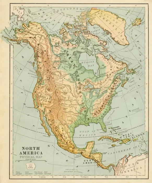 Framed Print : Map of North America 1899 Framed Print : Map of North America 1899