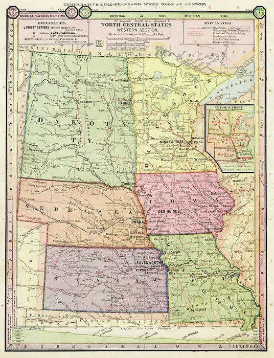 Framed Print : Map North Central States 1886 Framed Print : Map North Central States 1886