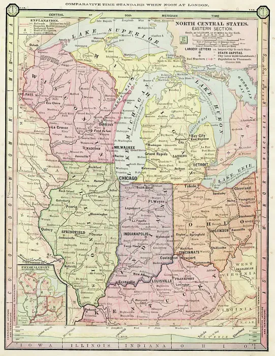 Framed Print : Map North Central States 1886