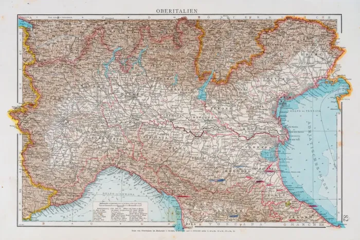 Framed Print : Map of North Italy 1896