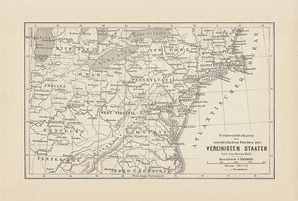 Map of Northeast United States, published in 1882