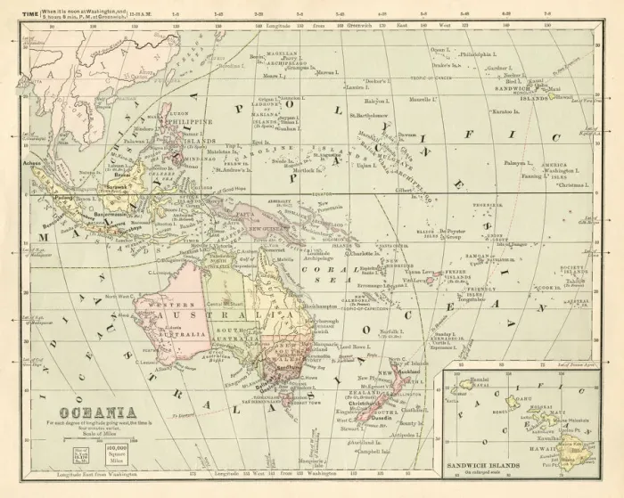Framed Print : Map of Oceania 1881 Framed Print : Map of Oceania 1881