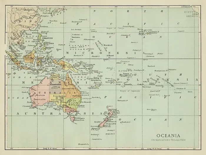 Framed Print : Map of Oceania Framed Print : Map of Oceania
