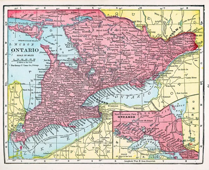 Framed Print : Map Of Ontario Framed Print : Map Of Ontario