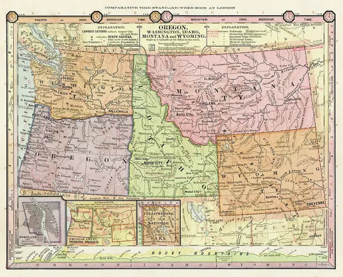 Framed Print : Map of Oregon, Idaho, Wyoming States 1886 Framed Print : Map of Oregon, Idaho, Wyoming States 1886